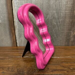 Scalloped Mirror in Hot Pink Wall Hanging or Tabletop